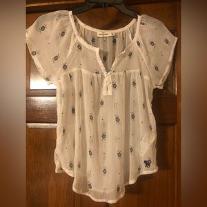 Abercrombie Kids Girls’ XL Sheer Floral Short Sleeve Blouse